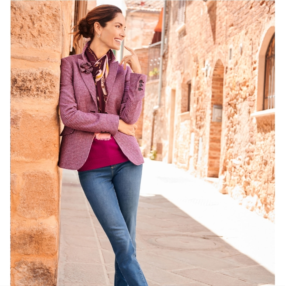Talbots Shetland Wool Houndstooth Blazer - pink, wine, grey